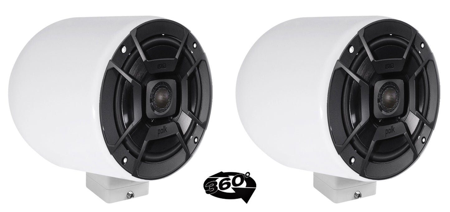 MAC65W White 6.5" Tower Speaker Pods 2-Pack + MAC360W Swivel Clamps Bundle