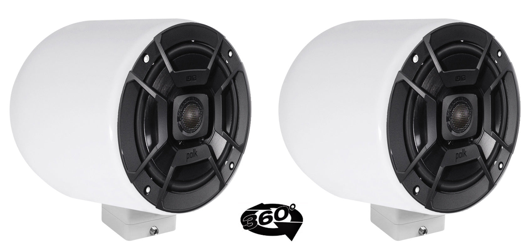 MAC65W White 6.5" Tower Speaker Pods 2-Pack + MAC360W Swivel Clamps Bundle