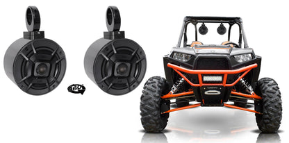 MAC525B 5.25" Black Wakeboard Pods 2-Pack + 360° Swivel Clamps Bundle