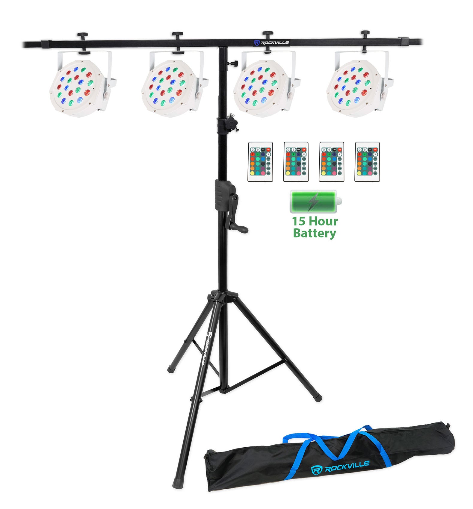 BATTERY PAR 50 White 4-Pack + RVCS2 Crank Stand Bundle