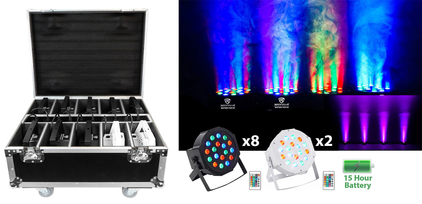 BATTERY PAR 50 Mixed 10-Pack + Charging Road Case Bundle