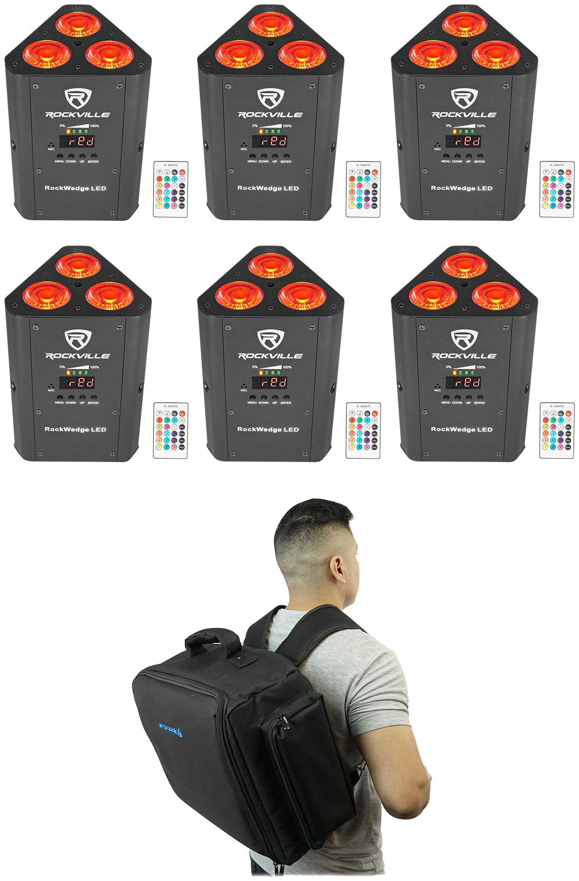 RockWedge LED 6-Pack + RLBP6 Backpack Bundle