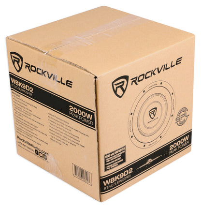 W8K9 8" Dual 2-Ohm Subwoofers 2-Pack + Dual 8" Ford F-150 Super Crew Box Bundle