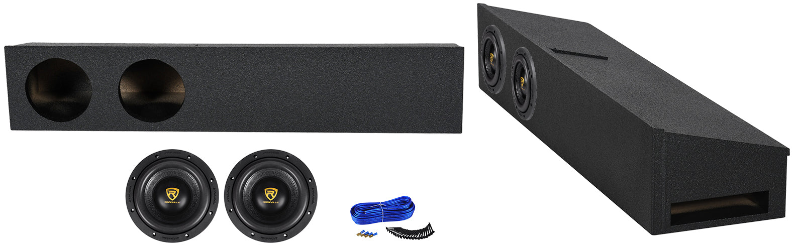 W8K9 8" Dual 2-Ohm Subwoofers 2-Pack + Dual 8" Ford F-150 Super Crew Box Bundle