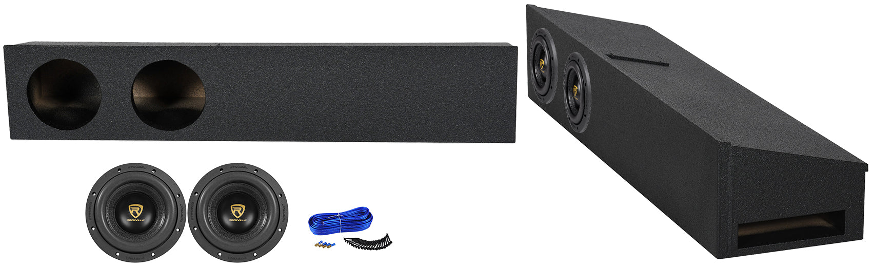 W8K9 8" Dual 4-Ohm Subwoofers 2-Pack + Dual 8" Ford F-150 Super Crew Box Bundle