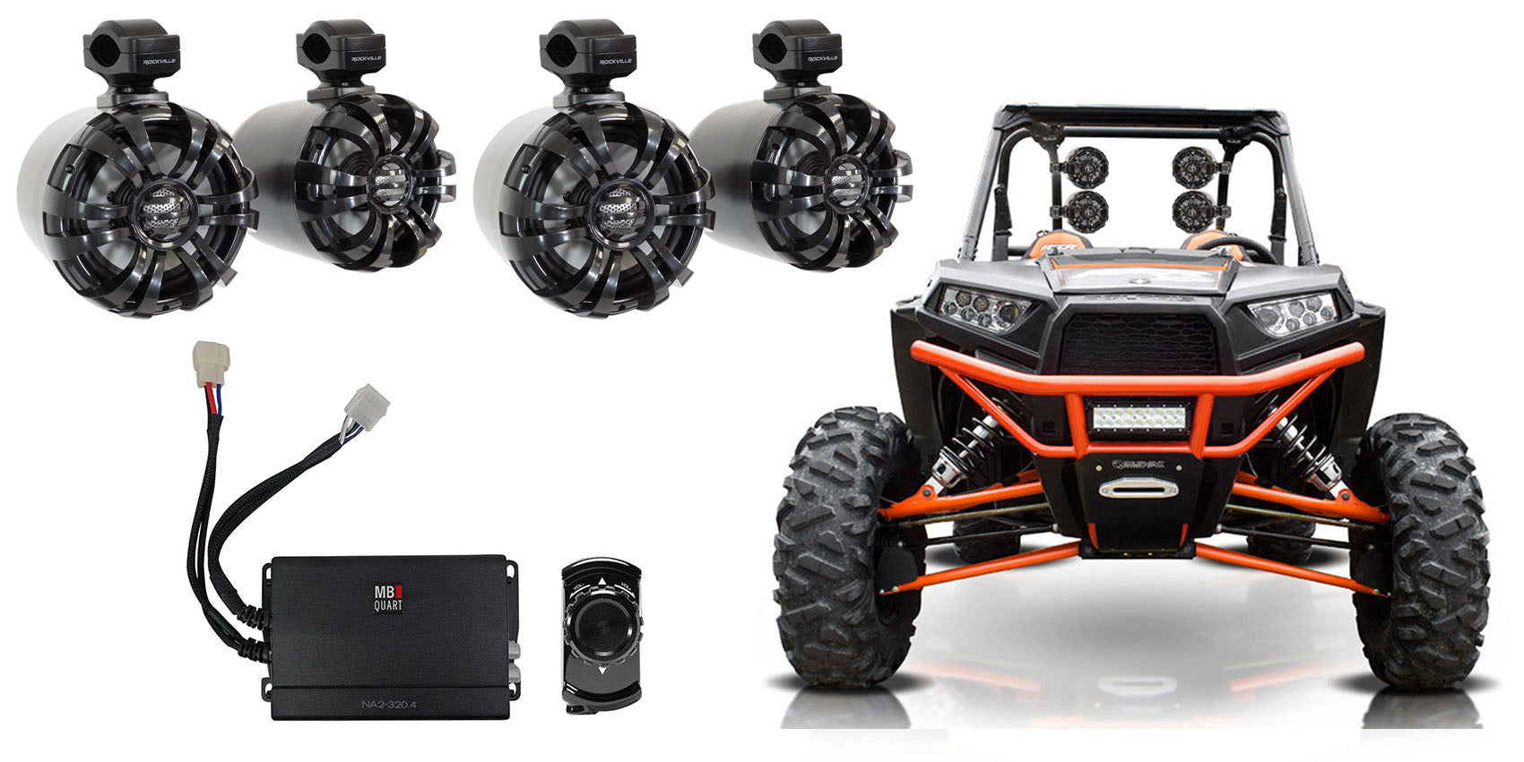 WB65 Black 2-Pair 4-Pack + NA2-320.4 Amplifier Bundle