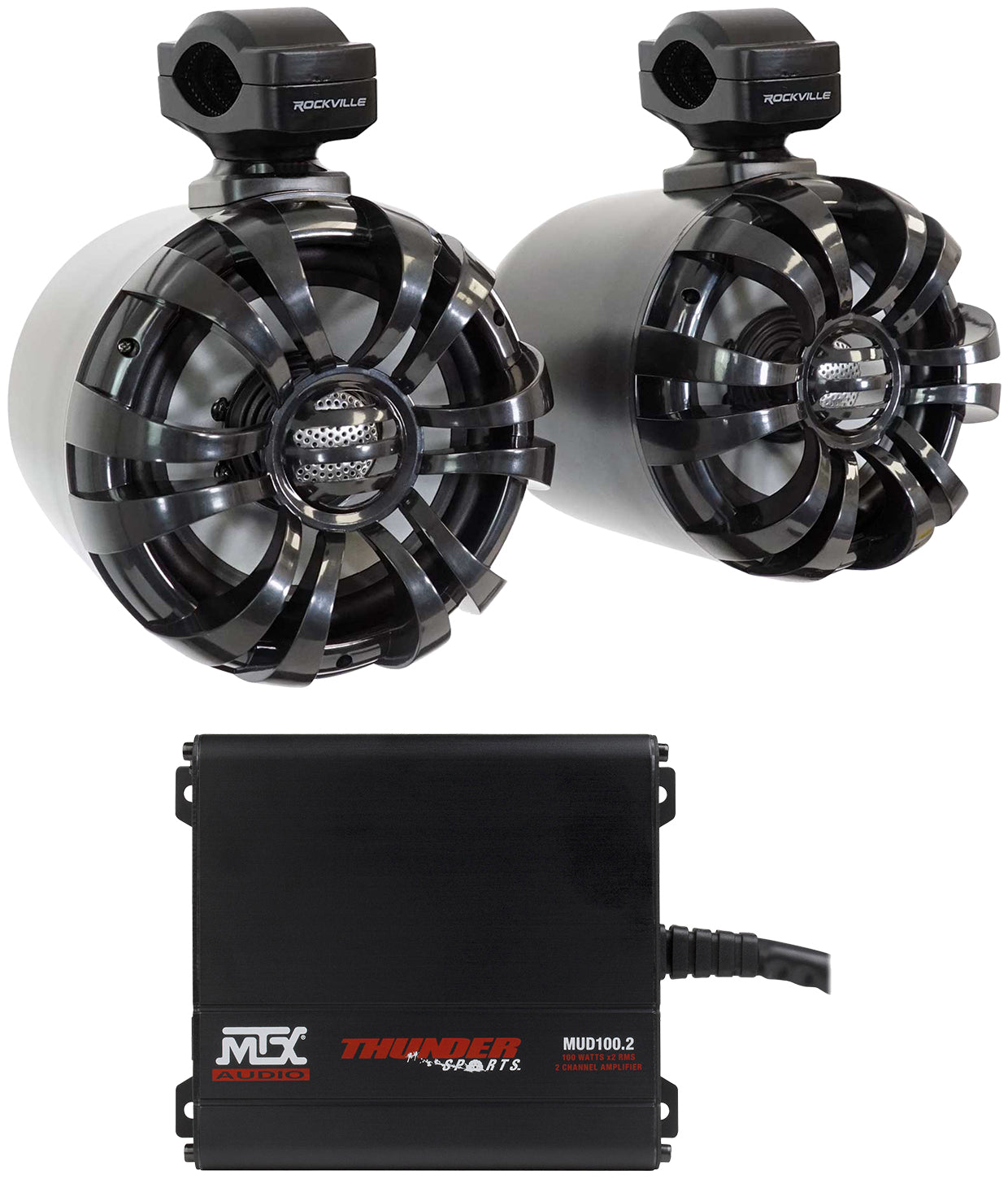 WB65 Black 2-Pack + MUD100.2 Amplifier Bundle