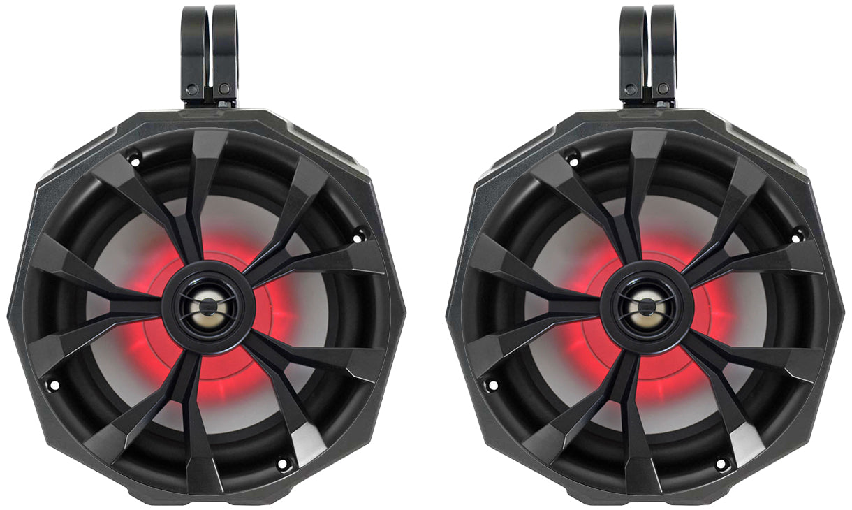 (2) Rockville 8" Speakers+SSV Swivel Cage Pods For Polaris RZR PRO XP w/2" Cage