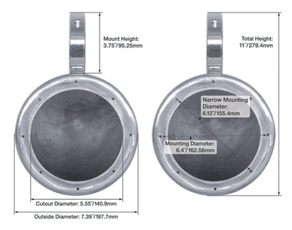 Pair KICKER 45KM654L 6.5" 390w Silver Marine Wakeboard Tower LED Boat Speakers