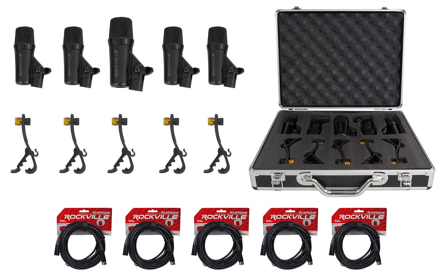 PRO‑D5 Drum Mic Kit + XLR Cables 5-Pack Bundle