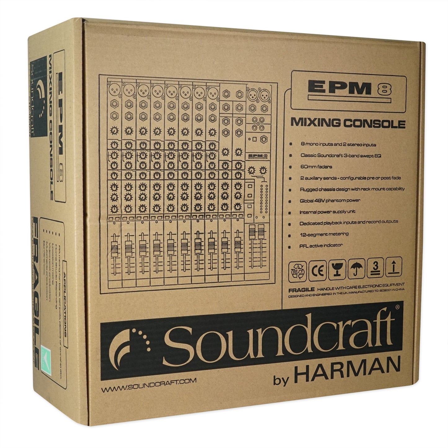 Soundcraft EPM8 2 Bus Recording/Live Mixer Console EPM 8+7 Piece Drum Mic Kit