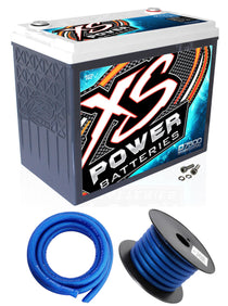 XS Power D7500 6000 Amp 12 Volt Car Audio Sealed AGM Battery+Power/Ground Wires
