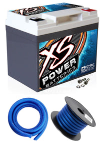 XS Power D975 2100 Amp AGM Power Cell Car Battery+Hardware+Power/Ground Wires