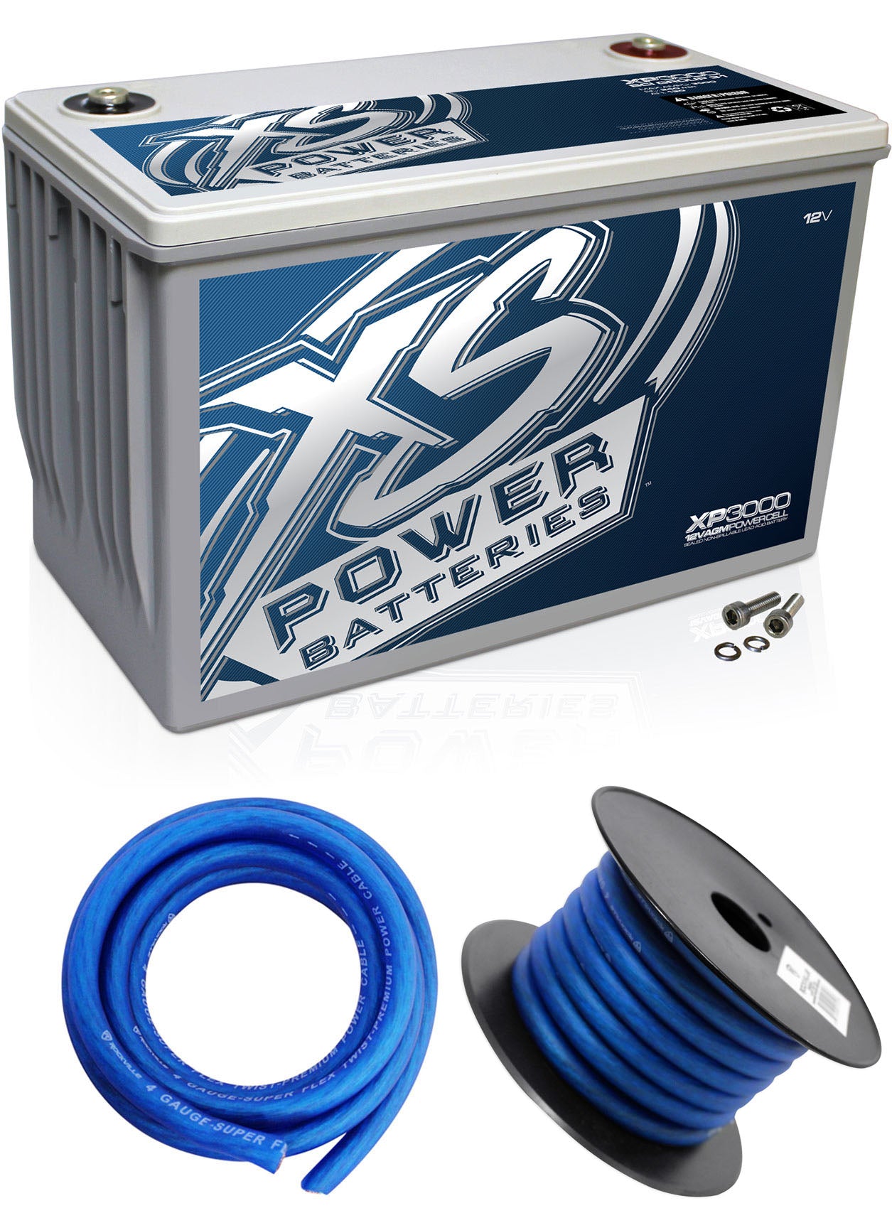 XS Power XP3000 3000 Watt Power Cell Car Audio Battery System+Power/Ground Wires
