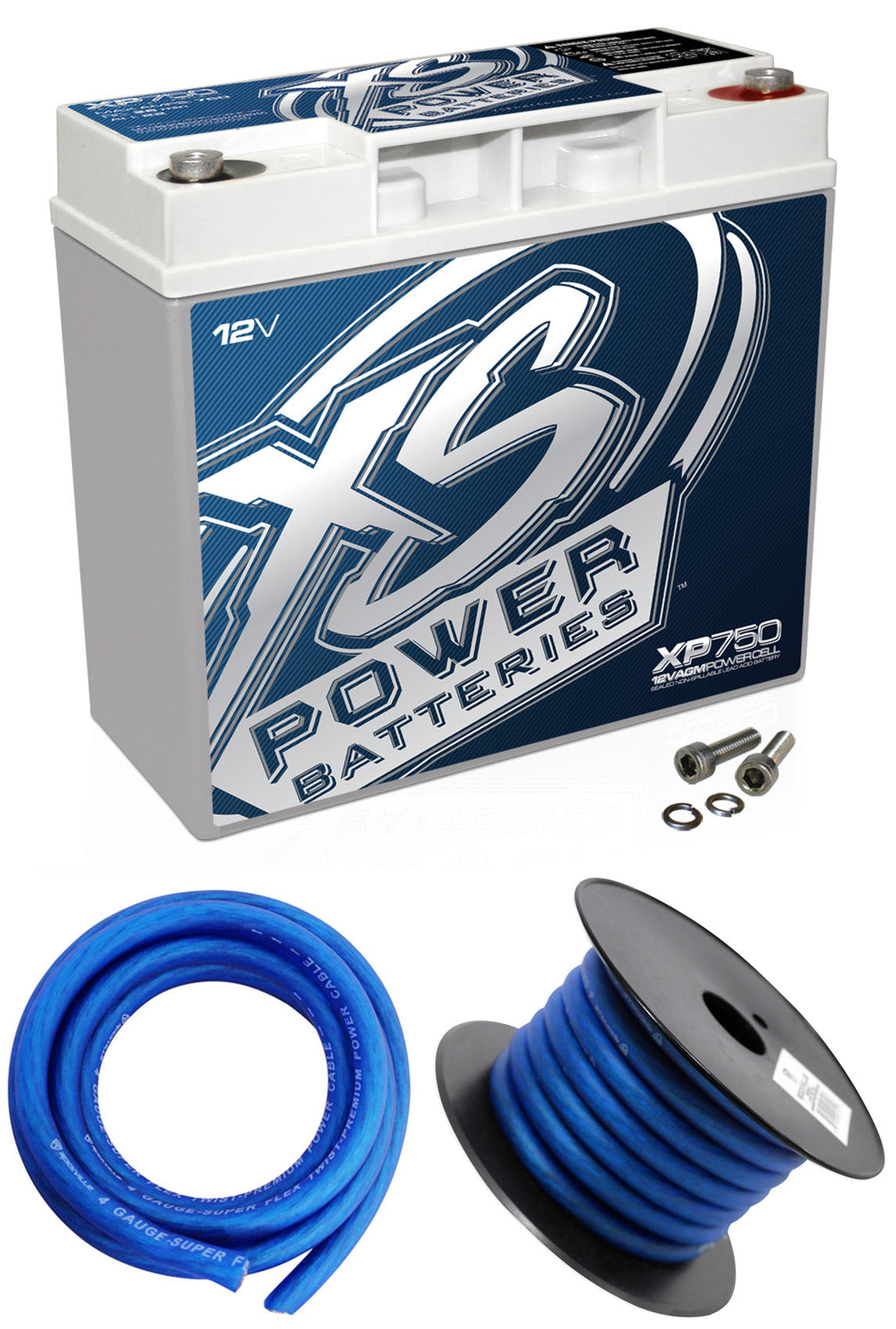 XS Power XP750 750 Watt Power Cell Car Audio Battery System + Power/Ground Wires