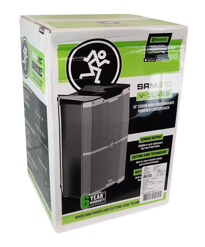 2 Mackie SRM210 V-Class 10” 2000w Powered Bluetooth PA DJ Speakers+Stands+Covers