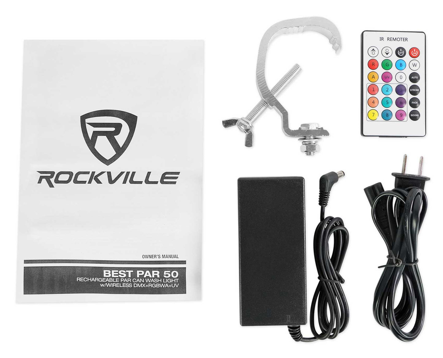 BEST PAR 50 White 12-Pack + ROCKFORCE W4 Controller Bundle