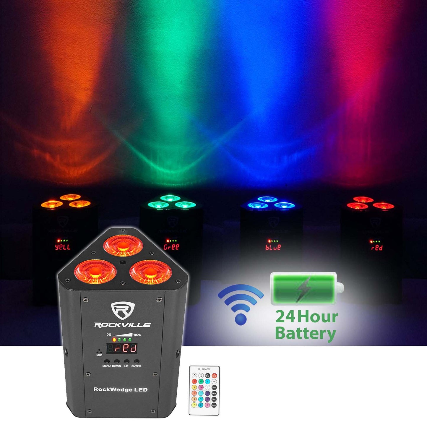 RockWedge LED 54W RGBWA+UV 2-Pack + ROCKFORCE W4 Controller Bundle