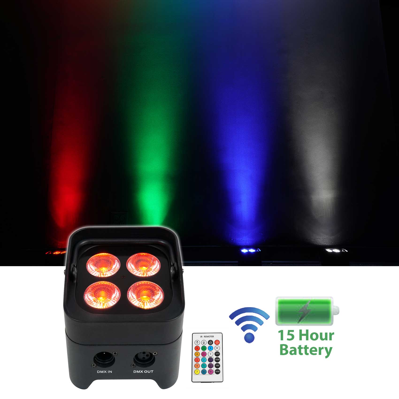 BEST PAR 50 4-Pack + ROCKFORCE W4 DMX Controller Bundle