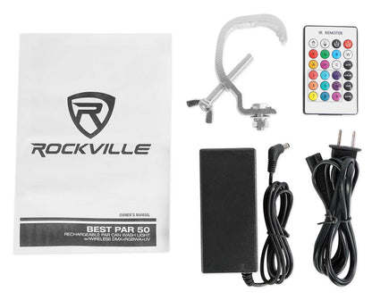 BEST PAR 50 White 8-Pack + ROCKFORCE W4 Controller Bundle
