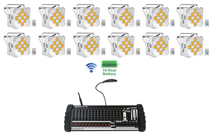 BEST PAR 60 White 12-Pack + ROCKFORCE W4 DMX Controller Bundle