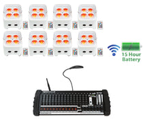 BEST PAR 50 White 8-Pack + ROCKFORCE W4 Controller Bundle