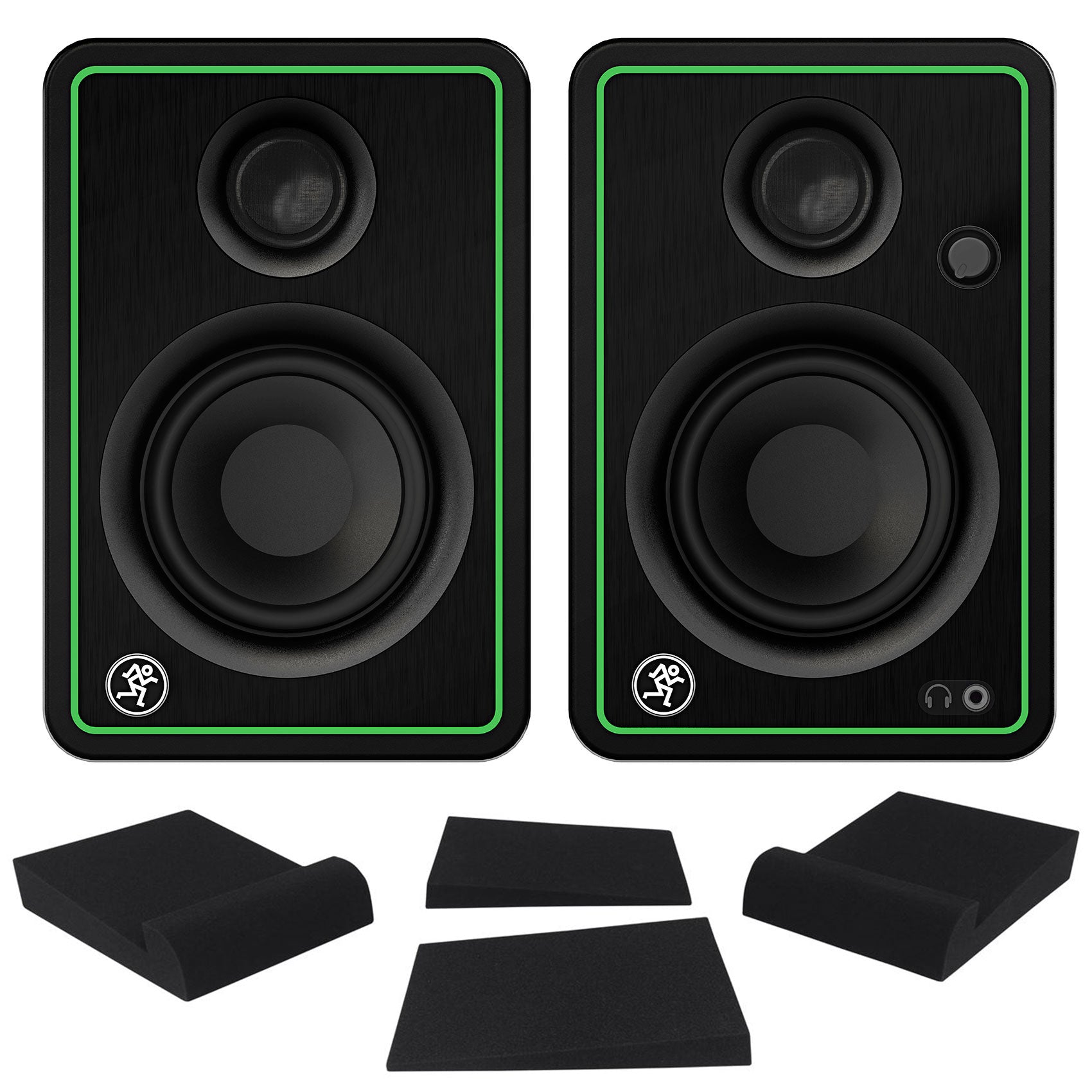 2 Mackie CR3-XBT 3" Reference Studio Monitor Speakers w/Bluetooth+Isolation Pads