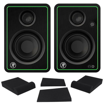 2 Mackie CR3-XBT 3" Reference Studio Monitor Speakers w/Bluetooth+Isolation Pads
