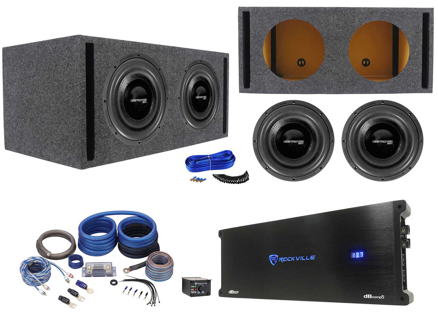 Destroyer 12D1 2-Pack + dBcomp5 Mono Amplifier Bundle