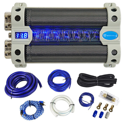 50 Farad Capacitor + 0 Gauge Amp Wiring Kit Bundle