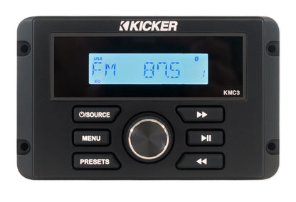 KICKER KMC3 Gauge Hole Digital Media Receiver w/Bluetooth+(2) 4" Black Speakers