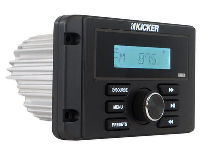 KICKER KMC3 Gauge Hole Digital Media Bluetooth Receiver+(2) 5.25" Black Speakers