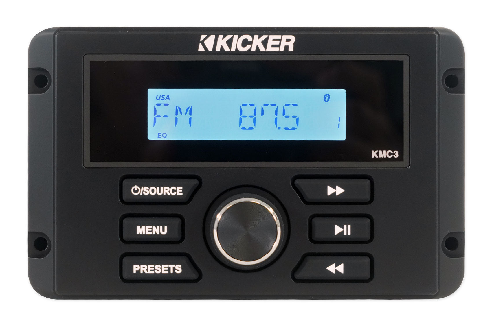 KICKER KMC3 Digital Media Receiver w/Bluetooth+Remote+2) 6.5" Black LED Speakers