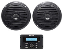 KICKER KMC3 Gauge Hole Digital Media Bluetooth Receiver+(2) 5.25" Black Speakers