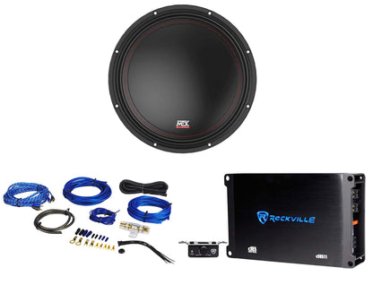 MTX 3510-02 10" 500 Watt SVC Car Audio Subwoofer Sub+Mono Amplifier+Amp Kit