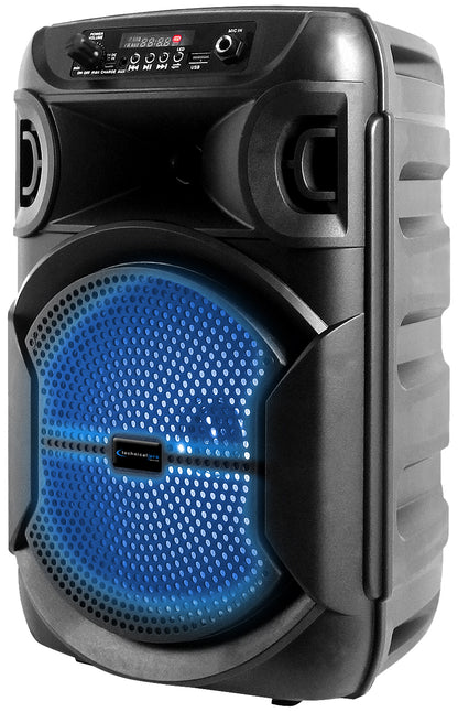 Technical Pro BOOM8 Rechargeable 8" LED Party Speaker w/Bluetooth/USB+Microphone