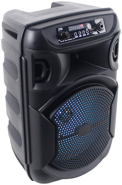 Technical Pro BOOM8 Rechargeable 8" LED Party Speaker w/Bluetooth/USB+Microphone