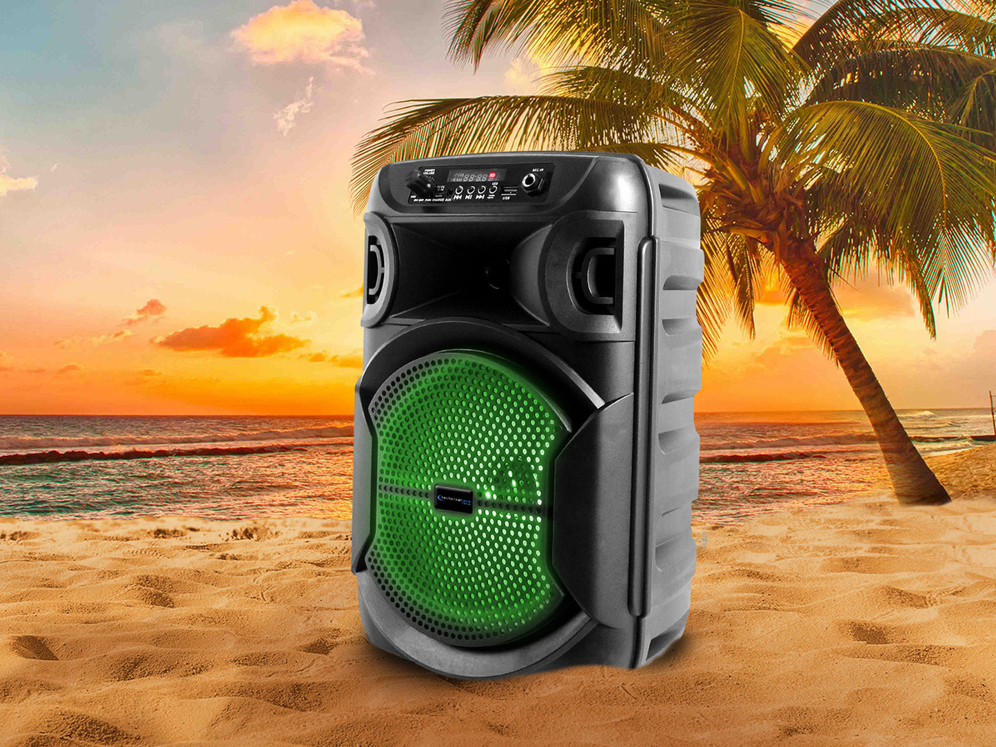 Technical Pro BOOM8 Rechargeable 8" LED Party Speaker w/Bluetooth/USB+Microphone