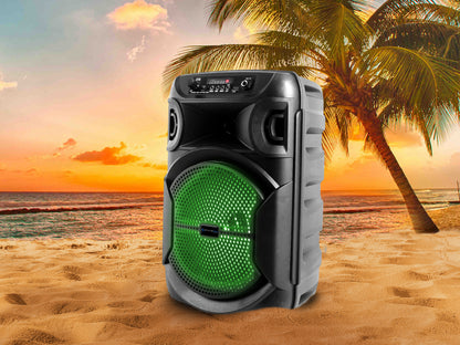 Technical Pro BOOM8 Rechargeable 8" LED Party Speaker w/Bluetooth/USB+Microphone