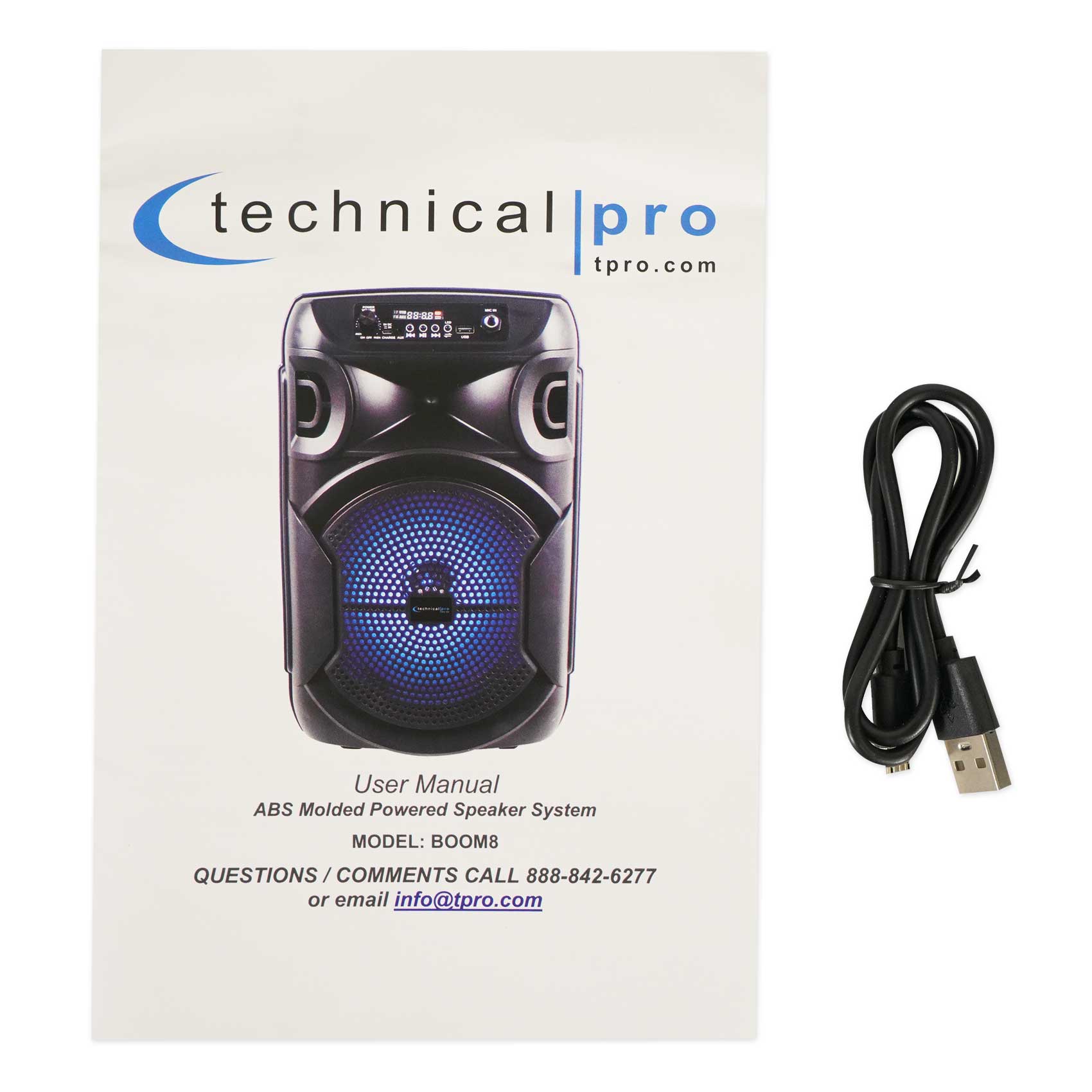 Technical Pro Rechargeable 8" LED Karaoke Machine Speaker System w/Bluetooth+Mic