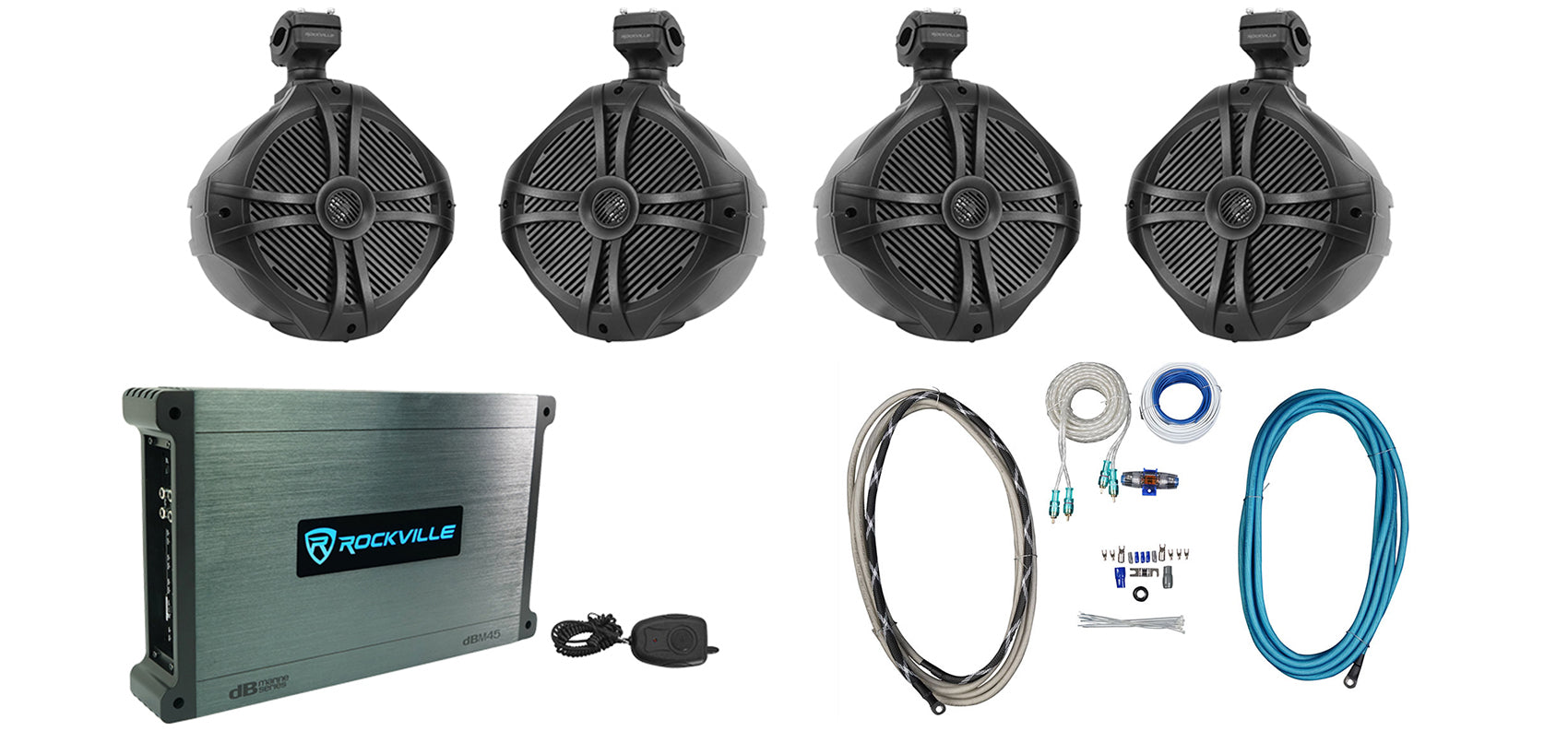 RWB90B Black 4-Pack + DBM45 Marine Amplifier Bundle