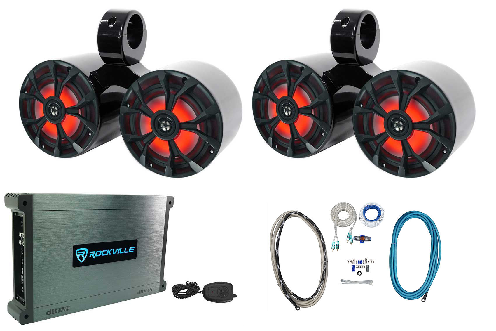 RKL65MBW Black/White 2-Pack + DBM45 Marine Amplifier Bundle