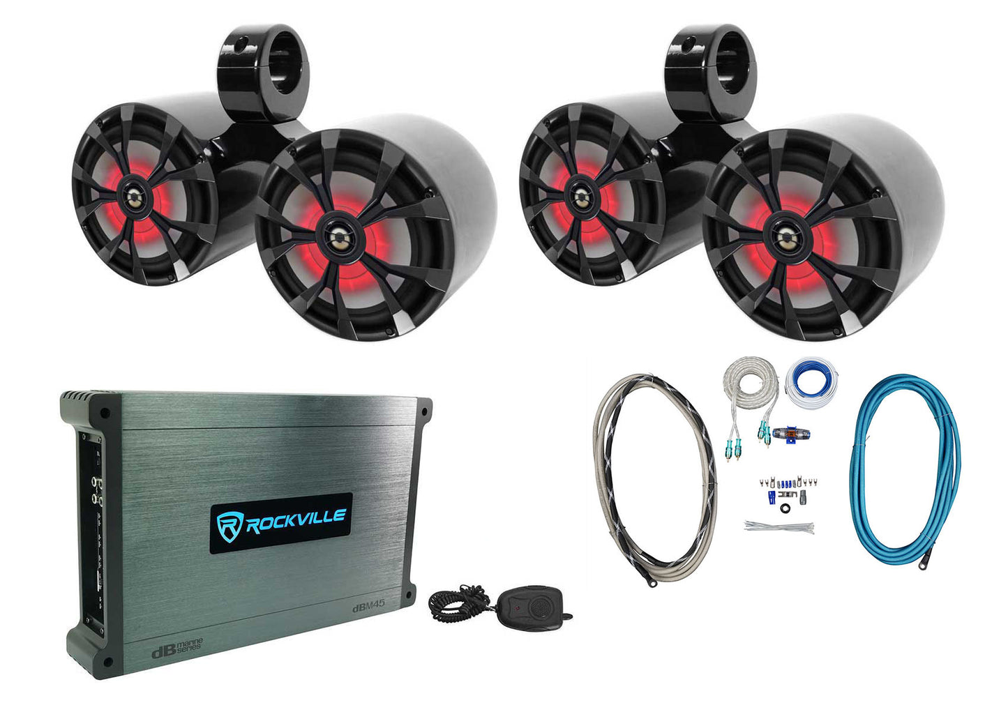 RKL80MB Black 2-Pack + DBM45 Marine Amplifier Bundle