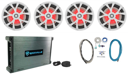 RKL80MW White 4-Pack + DBM45 Marine Amplifier Bundle
