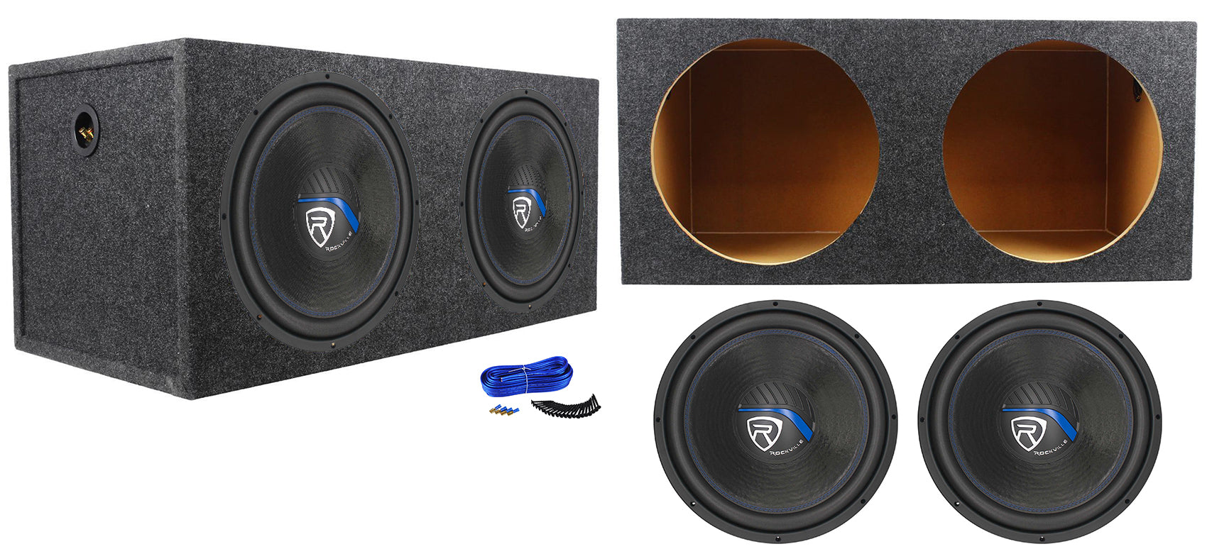 Rockville W15K5S2 2-Pack + RD15 Dual 15" Sealed Enclosure Bundle