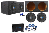 Rockville W15K5S4 2-Pack + dB14 Amp + RWK41 + RD15 Enclosure Bundle
