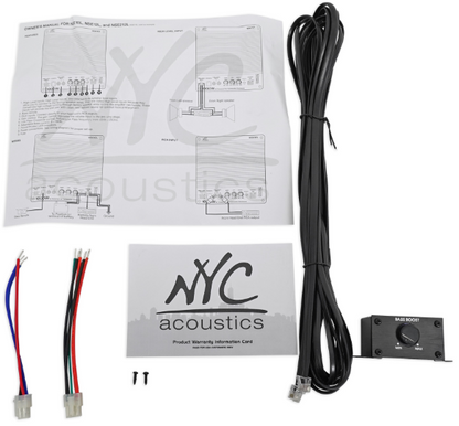 Accessories for NSE12L/ NSE10L: x1 Bass Remote, x1 Cable, x2 Wire Harnesses, x2 screws