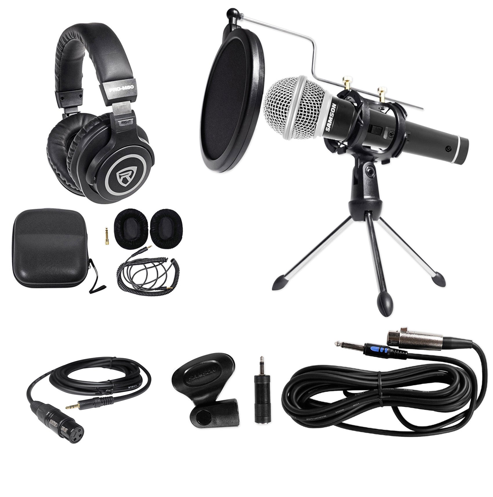 Samson PC Podcasting Podcast Streaming Bundle w/ Microphone+Stand+Headphones
