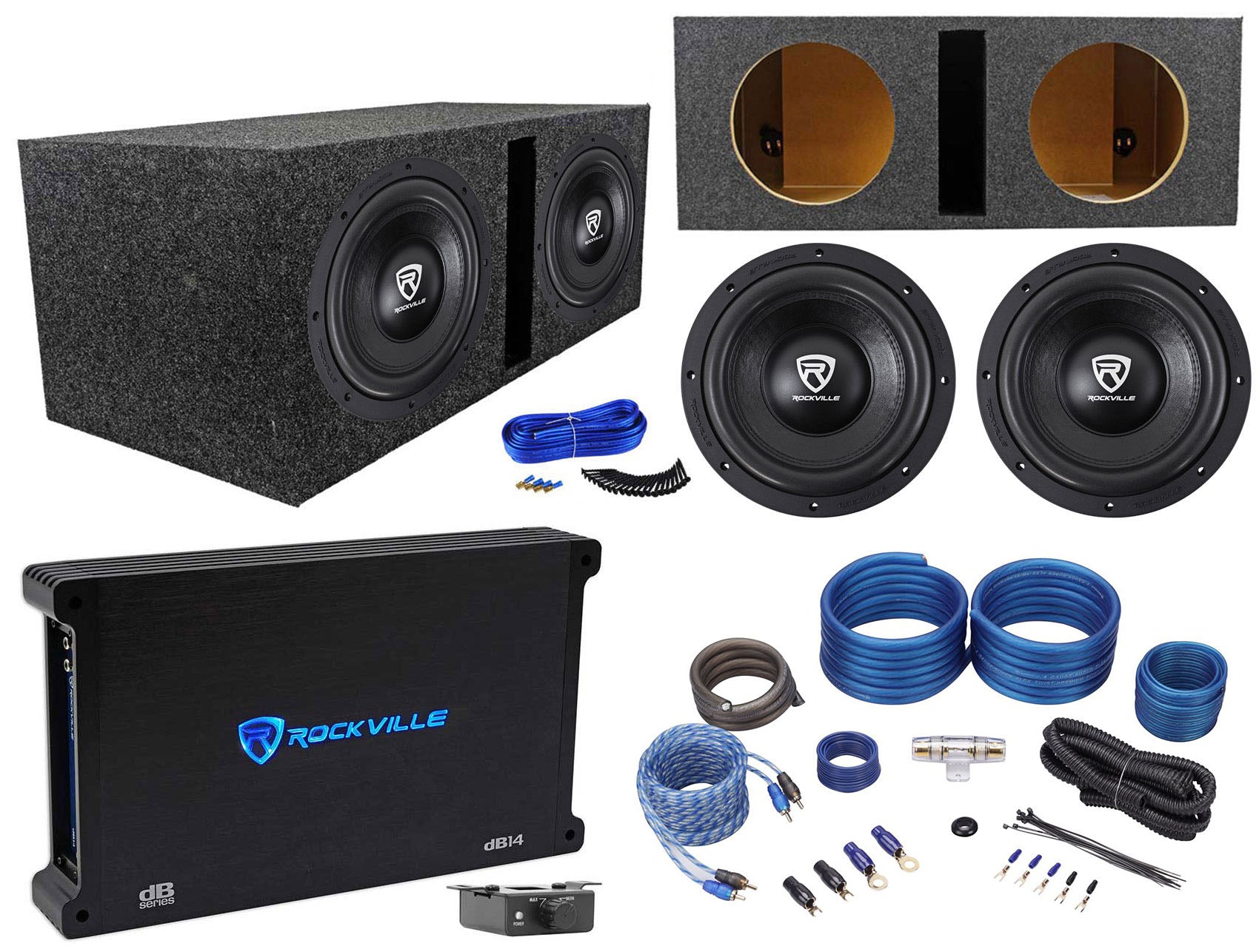 W10 K6 Series 10" Subwoofer 2-Pack + dB14 Amplifier Bundle