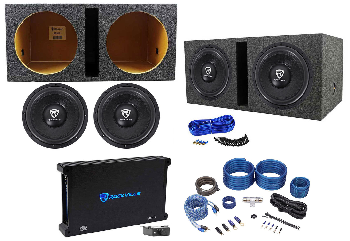 W12 K6 Series 12" Subwoofer 2-Pack + dB14 Amplifier Bundle